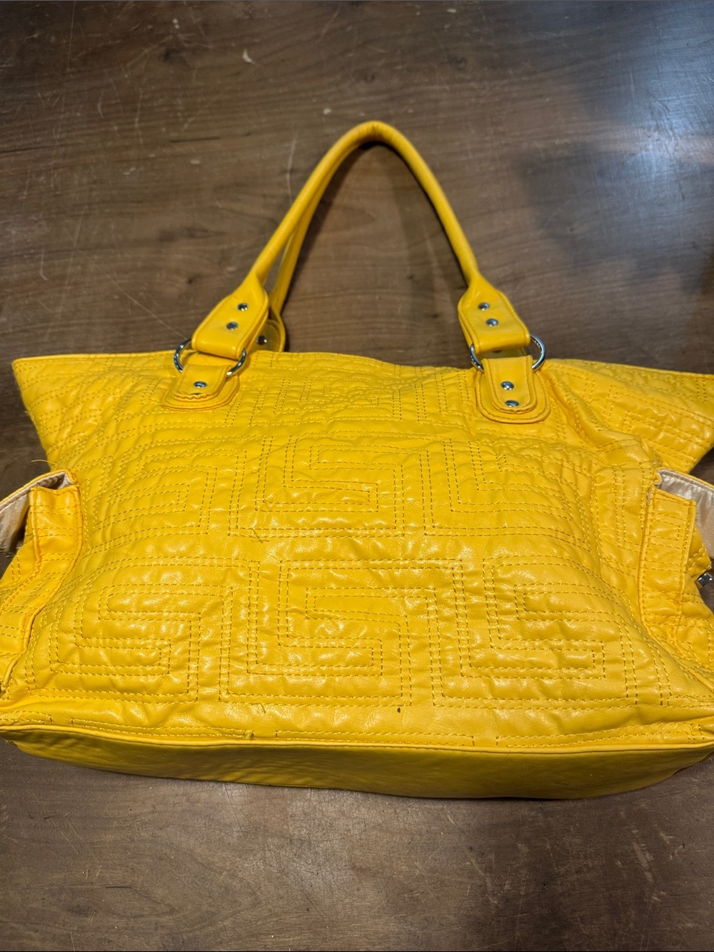 Aldo Yellow Quilted Tote Bag
